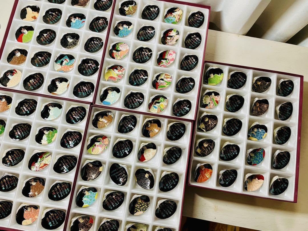 茶道具 貝合わせ 源氏絵 はまぐり 貝あわせ 百人一首（100組）　漆塗 Amazon.co.jp: 茶道具 貝合わせ 源氏絵 はまぐり 貝あわせ 百人一首